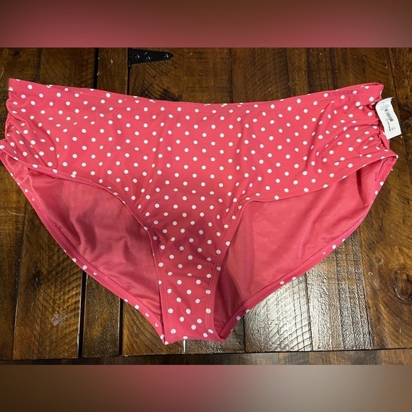 NWT Time & Tru size 3x 24-26 pink polka dot bathing suit bottoms - Picture 2 of 3